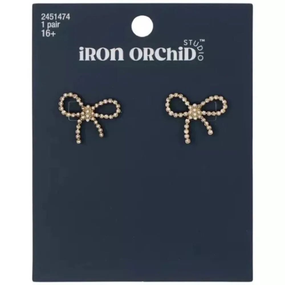 New! Iron Orchid Studio Bow Earrings NWT